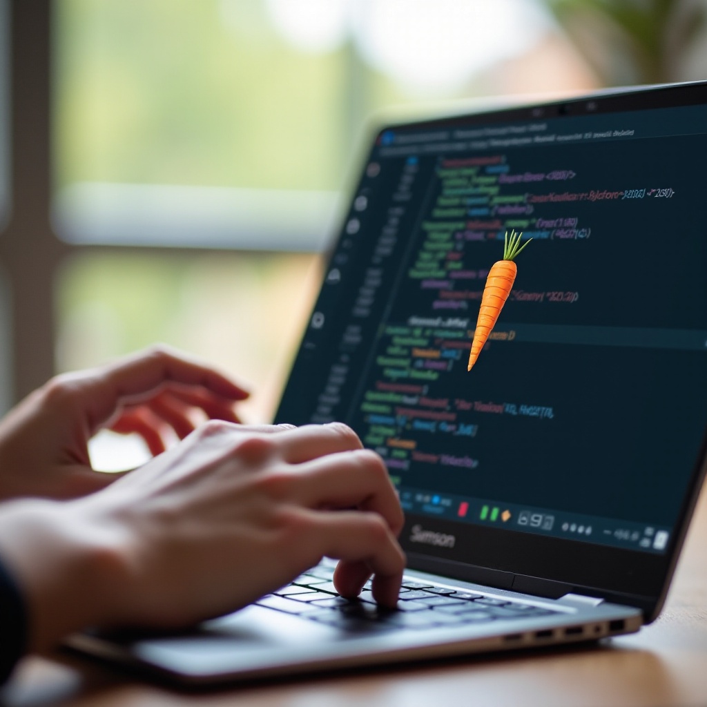 temukan simbol wortel di laptop Samsung Galaxy